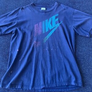 Vintage Nike Shirt Mens Extra Large Blue Savvy Sportswear Swoosh Graphic 90s Tee